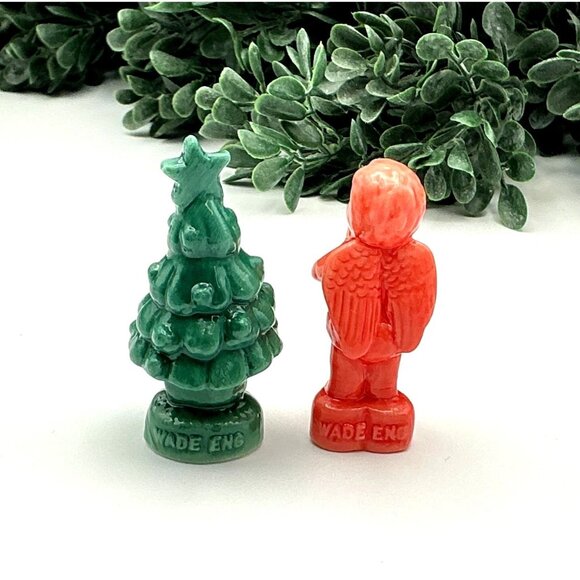 Vintage Wade England Christmas Tree & Cherub Figurines Porcelain Miniatures Gree - Picture 2 of 6